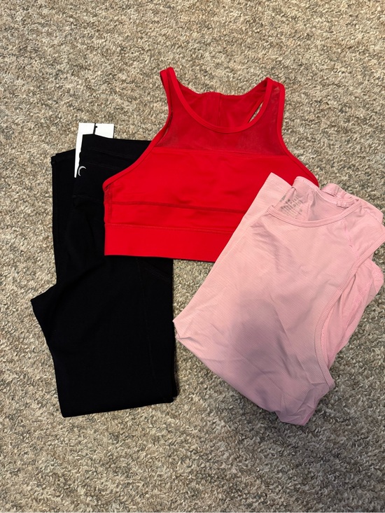 ZYIA Other - ZYIA bundle: 3 items: Red Sports Bra + pink top + black leggings